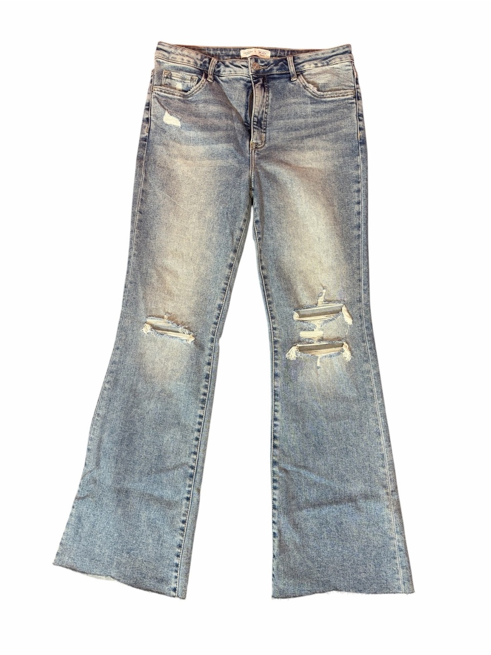 Lovervet Distressed Flare Jeans Light Wash High Rise Wide Leg Size 32